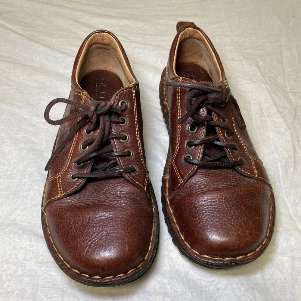 Born Handcrafted Brown Leather Oxford Comfort Shoes Women's US 8 EU 39 Lace Up